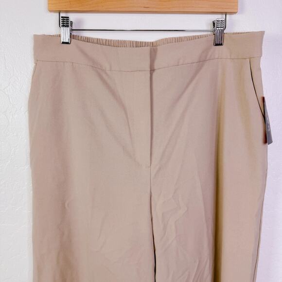 Vince Camuto Elastic Waist Wide Leg Dress Pants Trousers Oxford Tan Size 16 NWT - Picture 2 of 9